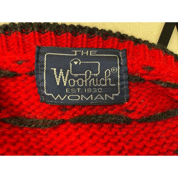 Vintage Woolrich Sheep Moon Novelty Knit Wool Sweater Red Black Medium Large - Picture 9 of 13